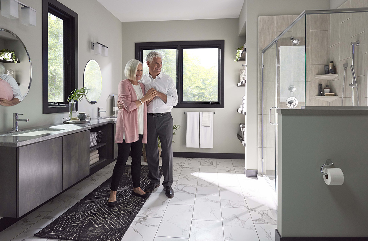 senior couple in the bathroom