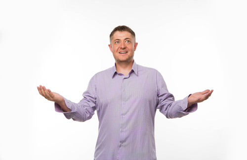 Man with stretched arms